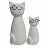 Kit 2 Enfeites Gatinho em Porcelana  gato de óculos